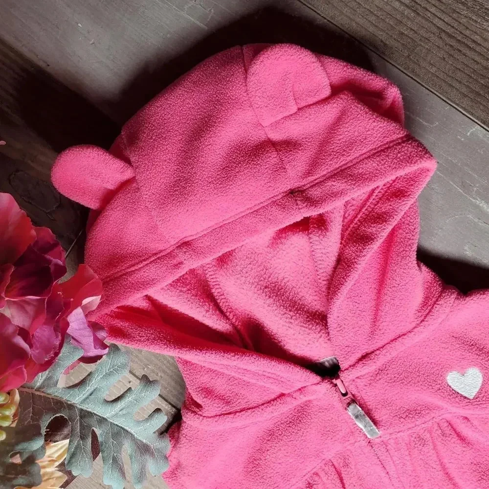 Carter's Pink Hooded Baby Toddler Girl Fleece Vest Size 18m
